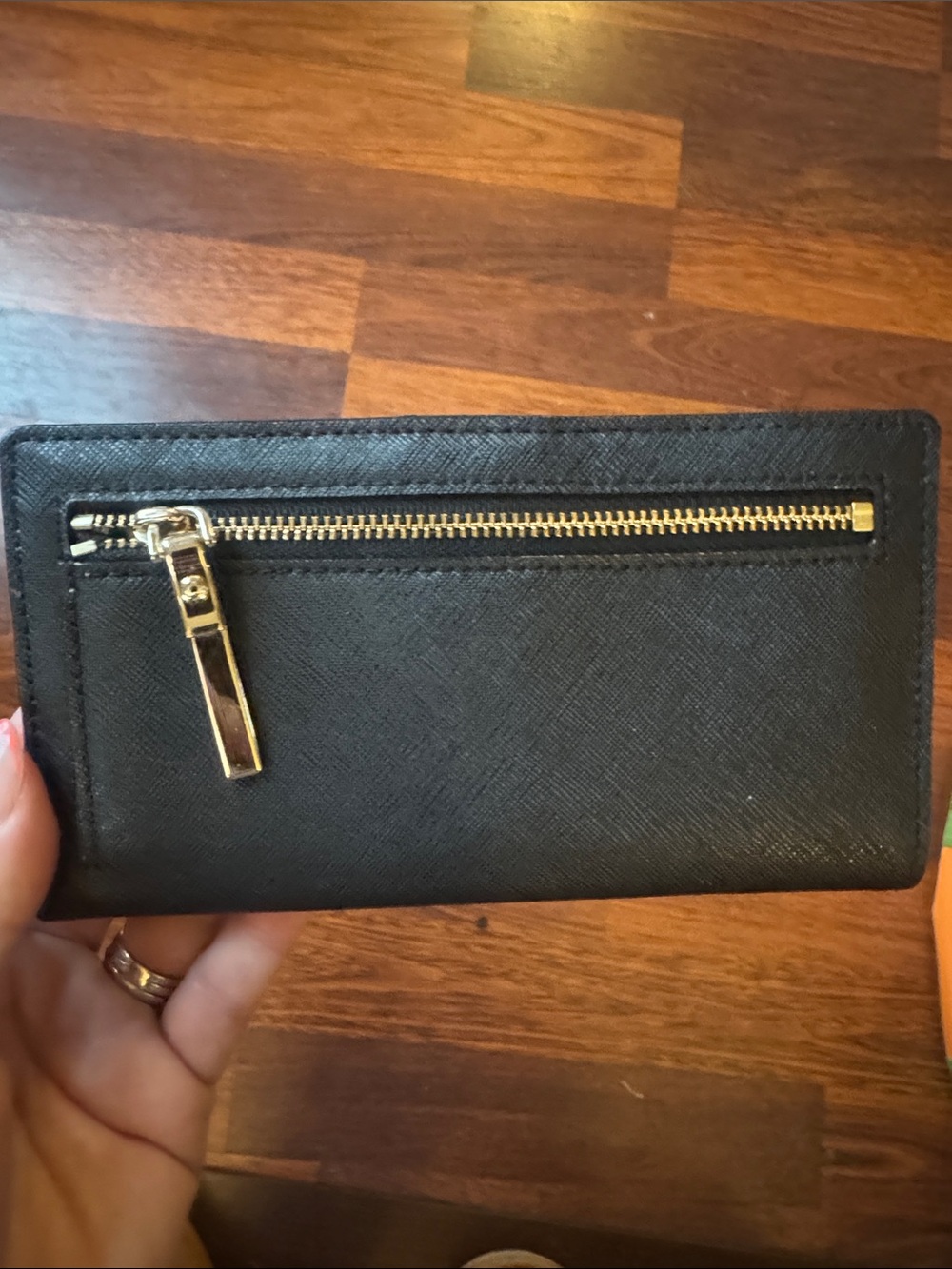 kate spade black leather continental wallet with gold logo - Picture 4 of 4